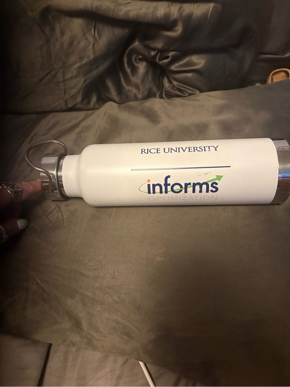 Rice University INFORMS White Stainless Steel Water Bottle